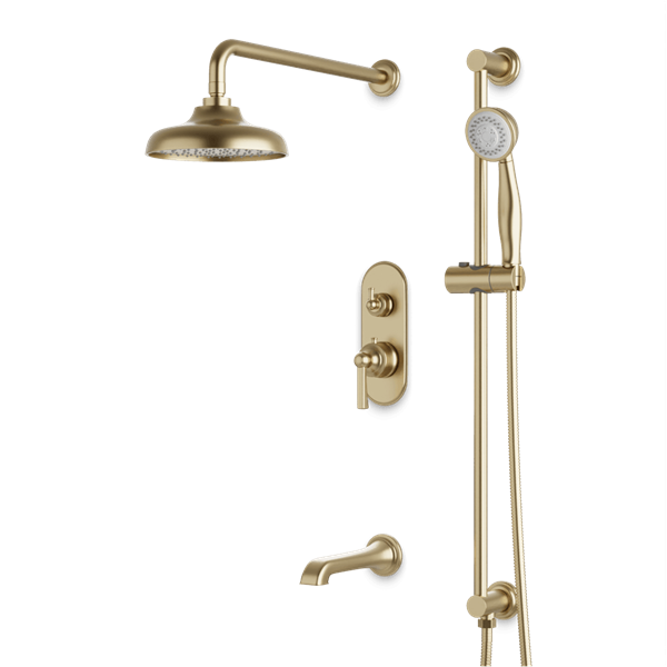 Artos - Classic Thermostatic Shower Trim Kit with Hand Shower on Slide Bar, Tub Filler
