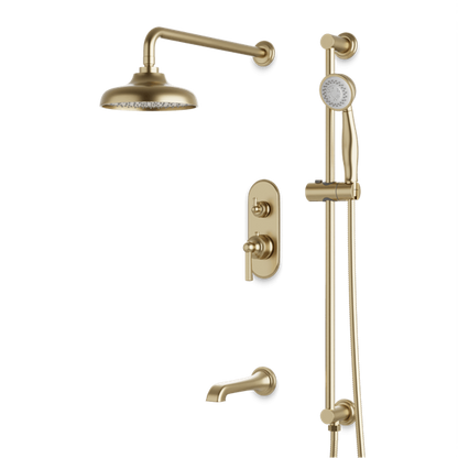 Artos - Classic Thermostatic Shower Trim Kit with Hand Shower on Slide Bar, Tub Filler