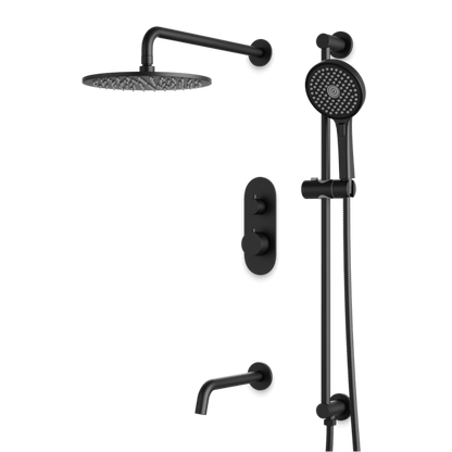 Artos - Opera Thermostatic Shower Trim Kit with Hand Shower on Slide Bar, Tub Filler