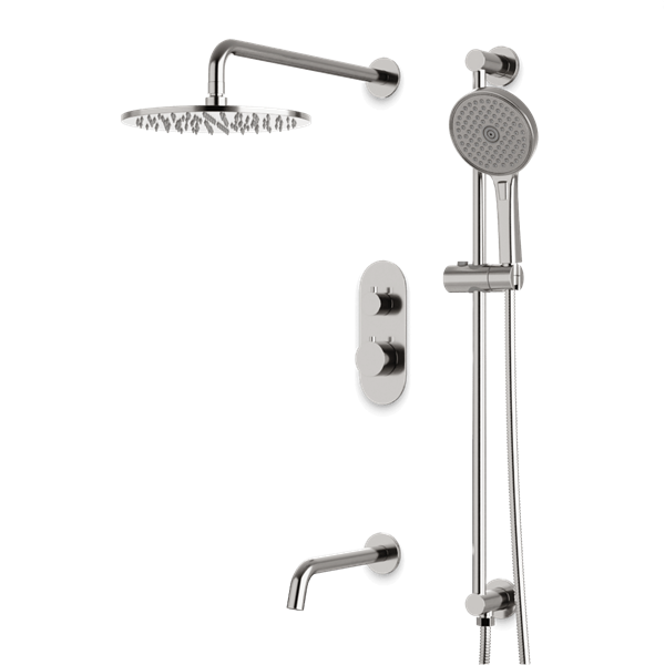 Artos - Opera Thermostatic Shower Trim Kit with Hand Shower on Slide Bar, Tub Filler