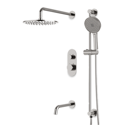 Artos - Opera Thermostatic Shower Trim Kit with Hand Shower on Slide Bar, Tub Filler