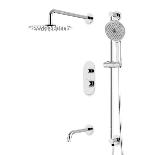 Artos - Opera Thermostatic Shower Trim Kit with Hand Shower on Slide Bar, Tub Filler