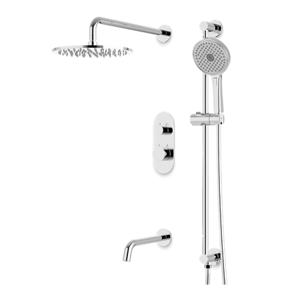 Artos - Opera Thermostatic Shower Trim Kit with Hand Shower on Slide Bar, Tub Filler