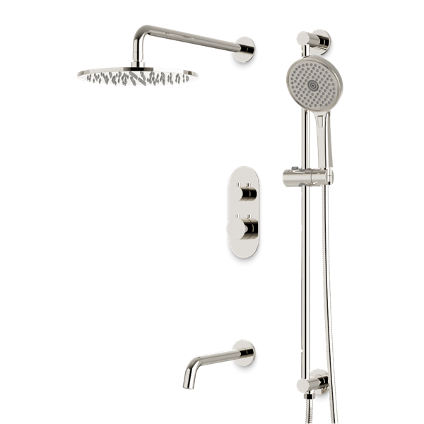 Artos - Opera Thermostatic Shower Trim Kit with Hand Shower on Slide Bar, Tub Filler
