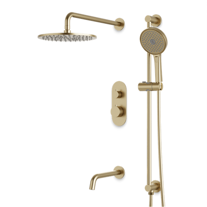 Artos - Opera Thermostatic Shower Trim Kit with Hand Shower on Slide Bar, Tub Filler