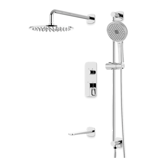Artos - Harmony Thermostatic Shower Trim Kit with Hand Shower on Slide Bar, Tub Filler