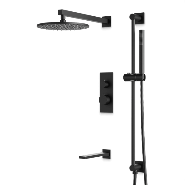 Artos - Otella Thermostatic Shower Trim Kit with Hand Shower on Slide Bar, Tub Filler