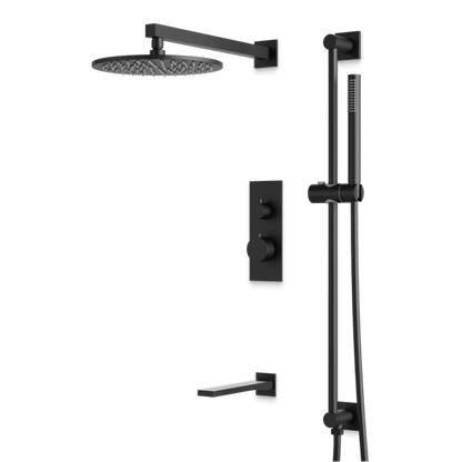 Artos - Otella Thermostatic Shower Trim Kit with Hand Shower on Slide Bar, Tub Filler