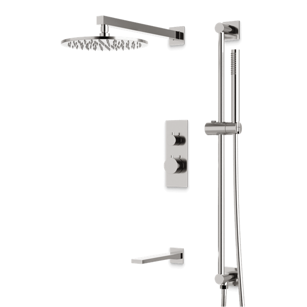 Artos - Otella Thermostatic Shower Trim Kit with Hand Shower on Slide Bar, Tub Filler
