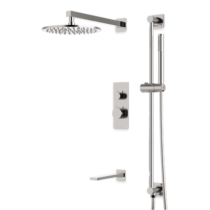 Artos - Otella Thermostatic Shower Trim Kit with Hand Shower on Slide Bar, Tub Filler
