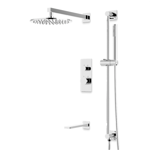 Artos - Otella Thermostatic Shower Trim Kit with Hand Shower on Slide Bar, Tub Filler