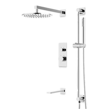 Artos - Otella Thermostatic Shower Trim Kit with Hand Shower on Slide Bar, Tub Filler