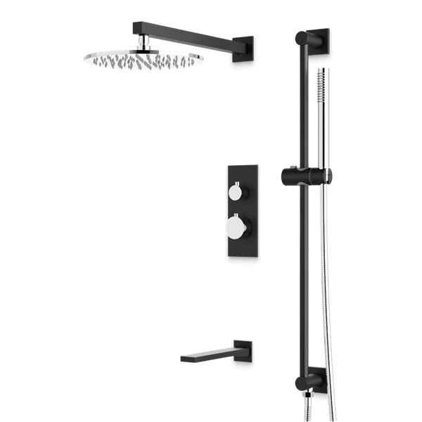 Artos - Otella Thermostatic Shower Trim Kit with Hand Shower on Slide Bar, Tub Filler