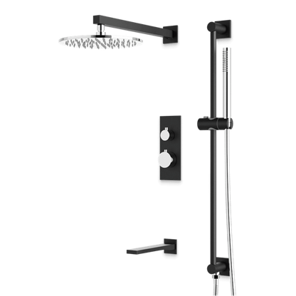 Artos - Otella Thermostatic Shower Trim Kit with Hand Shower on Slide Bar, Tub Filler