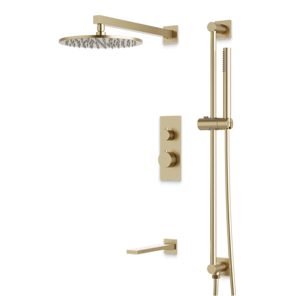 Artos - Otella Thermostatic Shower Trim Kit with Hand Shower on Slide Bar, Tub Filler