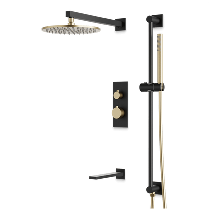 Artos - Otella Thermostatic Shower Trim Kit with Hand Shower on Slide Bar, Tub Filler