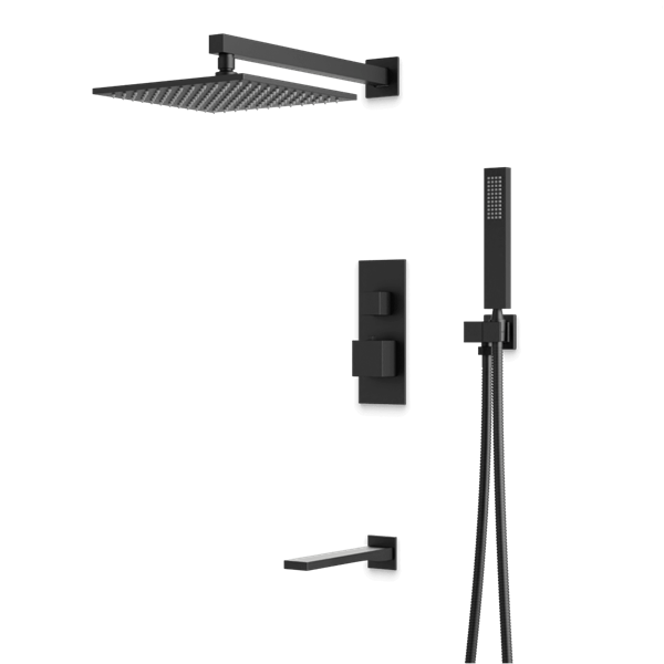 Artos - Edge Thermostatic Shower Trim Kit with Hand Shower, Tub Filler