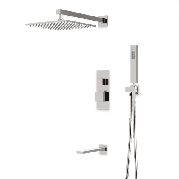 Artos - Edge Thermostatic Shower Trim Kit with Hand Shower, Tub Filler