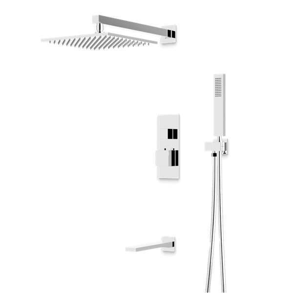 Artos - Edge Thermostatic Shower Trim Kit with Hand Shower, Tub Filler