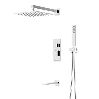 Artos - Edge Thermostatic Shower Trim Kit with Hand Shower, Tub Filler