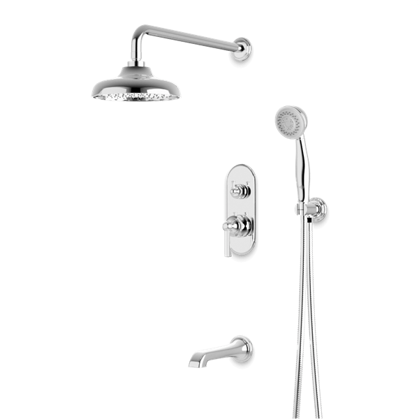 Artos - Classic Thermostatic Shower Trim Kit with Hand Shower, Tub Filler