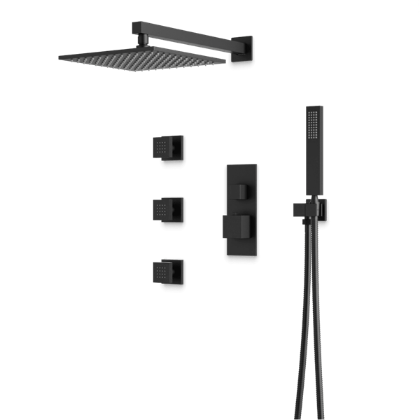 Artos - Edge Thermostatic Shower Trim Kit with Hand Shower, Body Jets