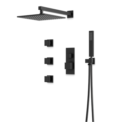 Artos - Edge Thermostatic Shower Trim Kit with Hand Shower, Body Jets