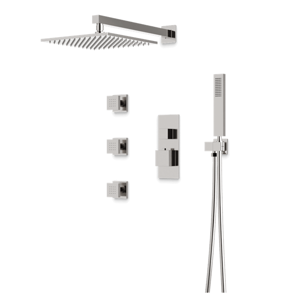 Artos - Edge Thermostatic Shower Trim Kit with Hand Shower, Body Jets