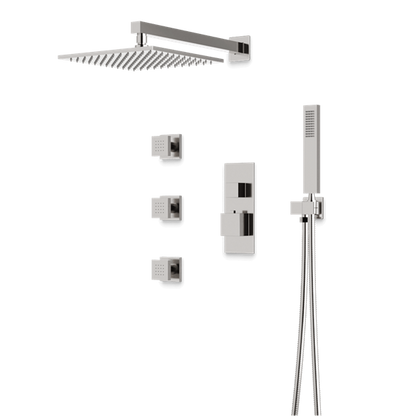 Artos - Edge Thermostatic Shower Trim Kit with Hand Shower, Body Jets