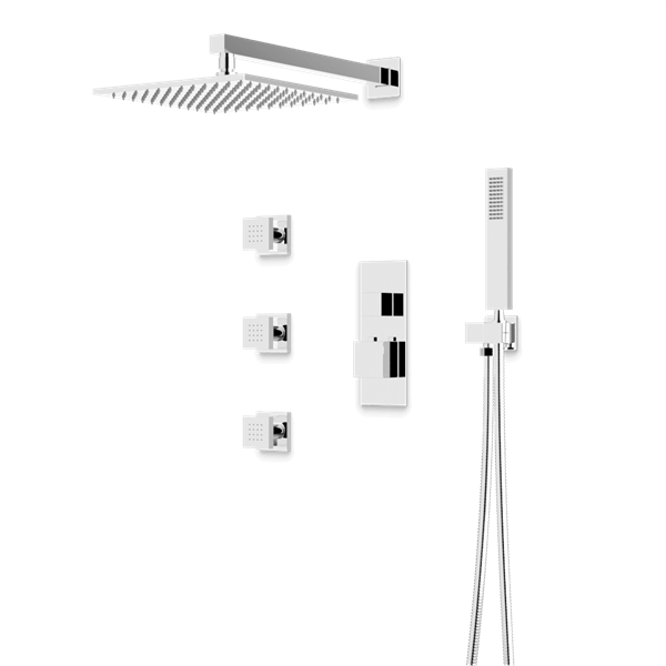Artos - Edge Thermostatic Shower Trim Kit with Hand Shower, Body Jets