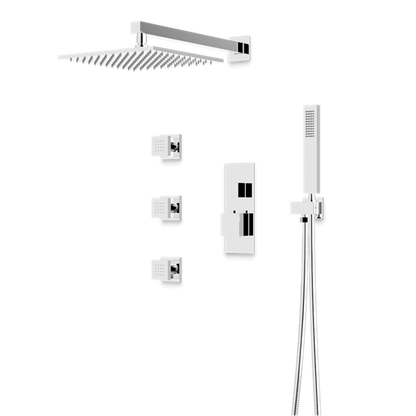 Artos - Edge Thermostatic Shower Trim Kit with Hand Shower, Body Jets