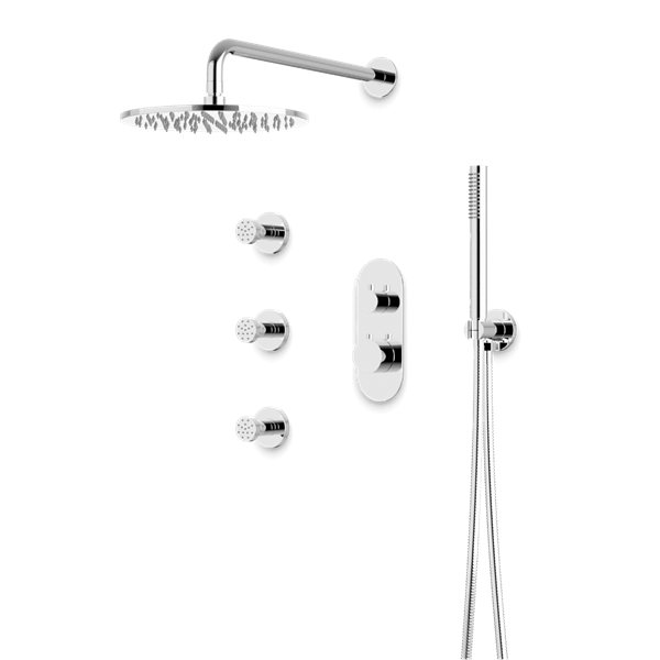 Artos - Opera Thermostatic Shower Trim Kit with Hand Shower, Body Jets