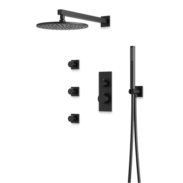 Artos - Otella Thermostatic Shower Trim Kit with Hand Shower, Body Jets