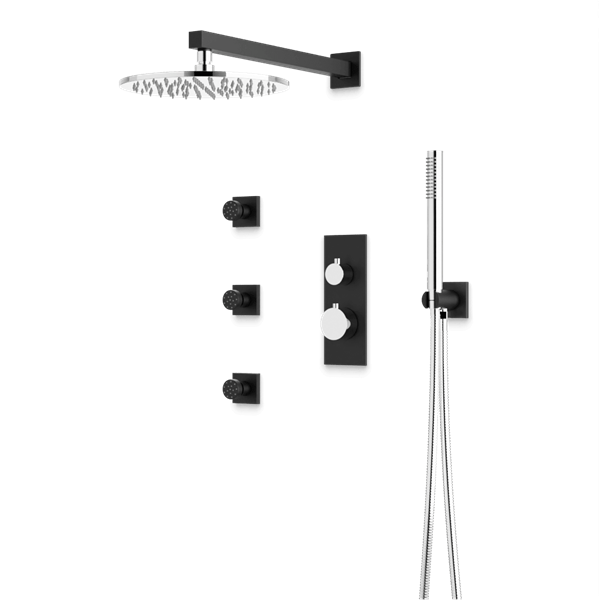 Artos - Otella Thermostatic Shower Trim Kit with Hand Shower, Body Jets