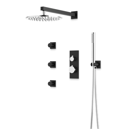 Artos - Otella Thermostatic Shower Trim Kit with Hand Shower, Body Jets