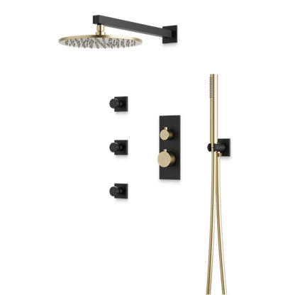 Artos - Otella Thermostatic Shower Trim Kit with Hand Shower, Body Jets
