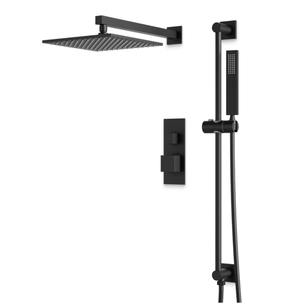 Artos - Edge Thermostatic Shower Trim Kit with Hand Shower on Slide Bar