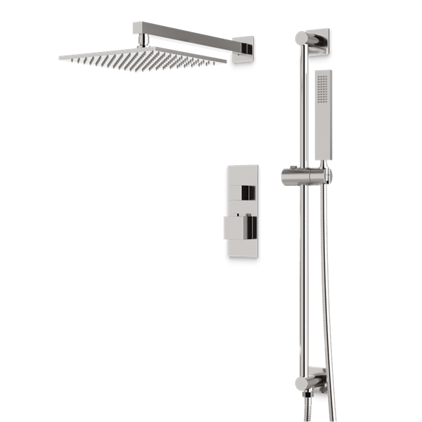 Artos - Edge Thermostatic Shower Trim Kit with Hand Shower on Slide Bar