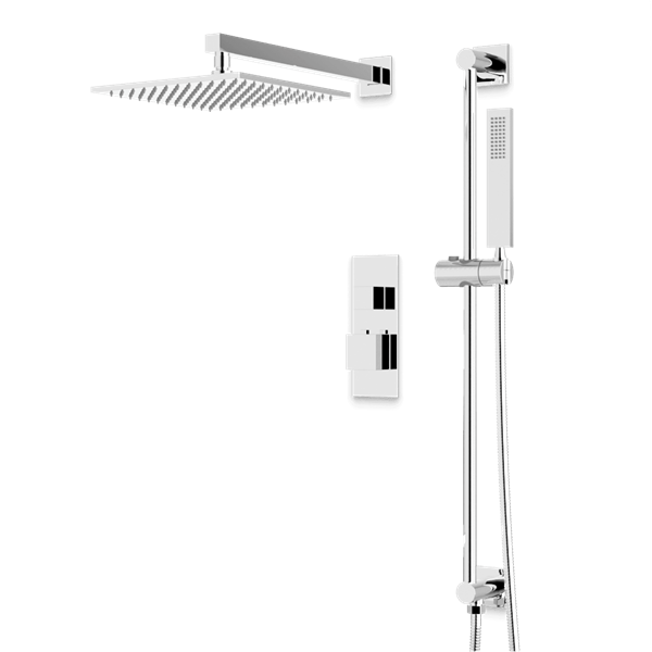 Artos - Edge Thermostatic Shower Trim Kit with Hand Shower on Slide Bar