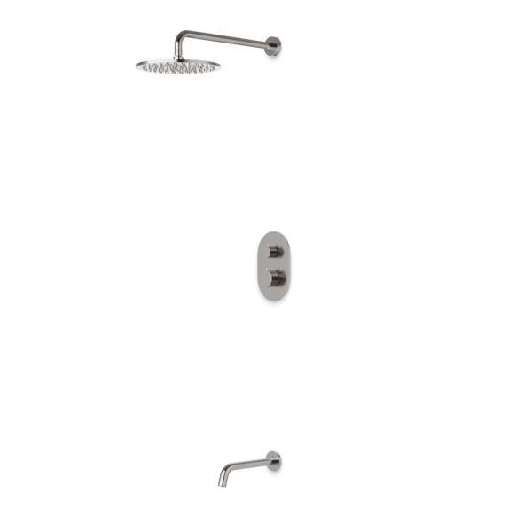 Artos - Opera Shower Set with Tub Filler, Wall Mount Shower Head Round