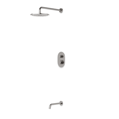 Artos - Opera Shower Set with Tub Filler, Wall Mount Shower Head Round