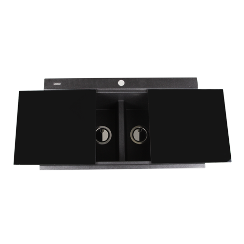 Nantucket Sinks - Large Double Bowl Prep Station Topmount Granite Composite Black