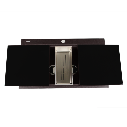 Nantucket Sinks - Large Double Bowl Prep Station Topmount Granite Composite Brown