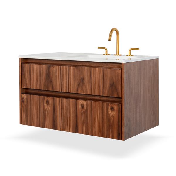 Lacava - Pronto Wall-Mount Under-Counter Vanity With Two Drawers And Plumbing Notch In Back.