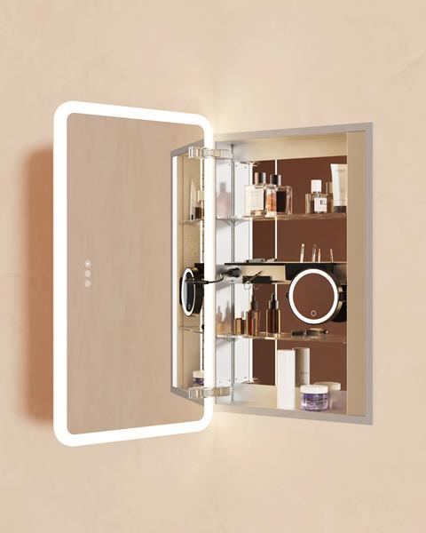 Robern - Presence 24X44, Rounded Corner Lighted Frameless Single Door Medicine Cabinet