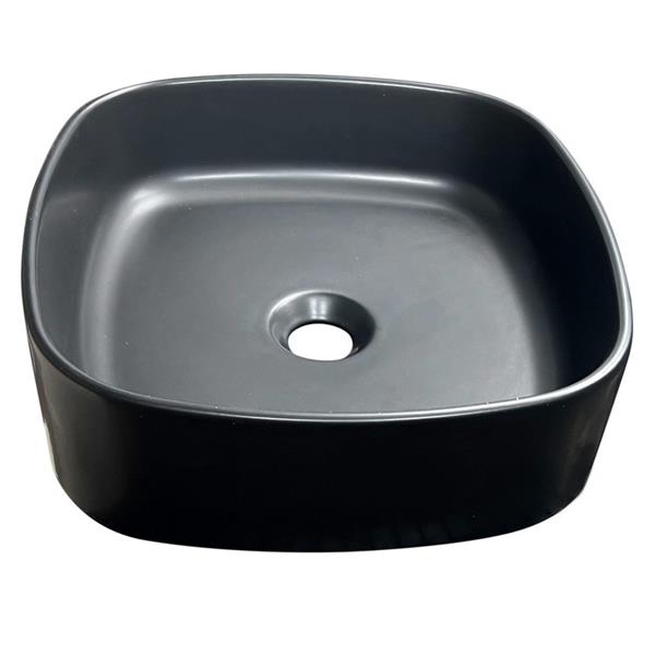 Nantucket Sinks - Italian Fireclay Square Vanity Sink - Matte Black