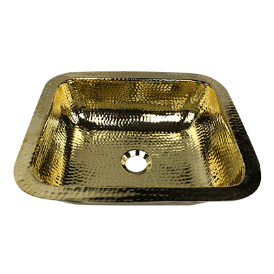 Nantucket Sinks - 17.5 Inch X 14.5 Inch Hammered Brass Rectangle Undermount Bar Sink
