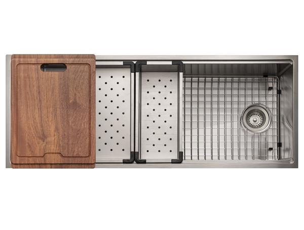 Hamat - Rendezvous 45 Inch Single Level Undermount 16GA Stainless Steel Single Bowl Sink with Sliding Platform