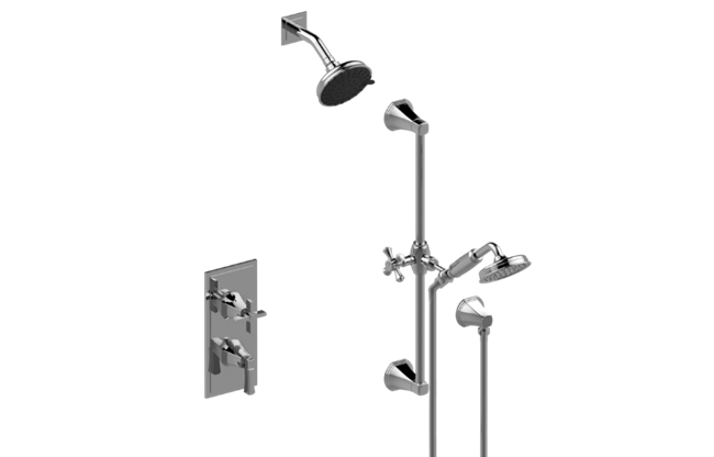 Graff - Finezza UNO M-Series Thermostatic Shower System - Shower with Handshower - Trim Only