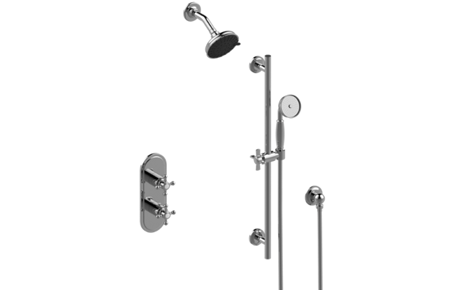 Graff - Adley M-Series Thermostatic Shower System - Shower with Handshower - Trim Only